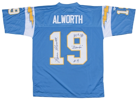 Lance Alworth Signed & Inscribed San Diego Chargers Powder Blue Jersey (JSA)